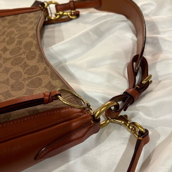 Coach Sutton Hobo in Signature Coated Canvas with Saddle Brown Trim Like New - Picture 11 of 16